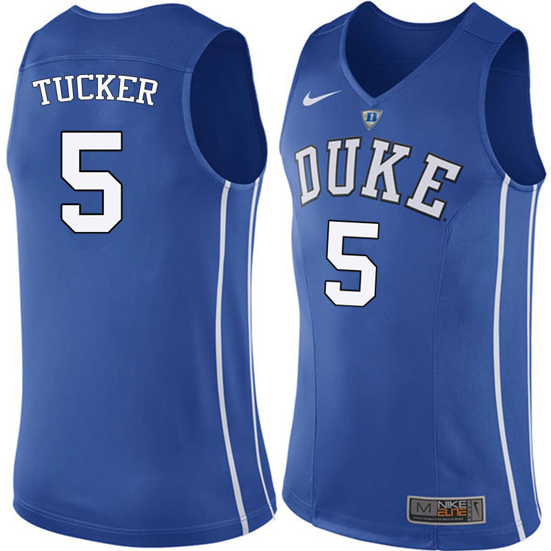 Men Duke Blue Devils #5 Jordan Tucker College Basketball Jerseys Sale-Blue